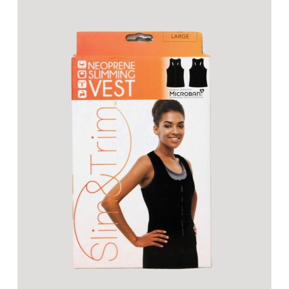 Slim & Trim Neoprene Slimming Vest Womens Large Black Full Zipper - Picture 6 of 10